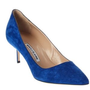 NWOT MANOLO BLAHNIK Suede Pump In Blue